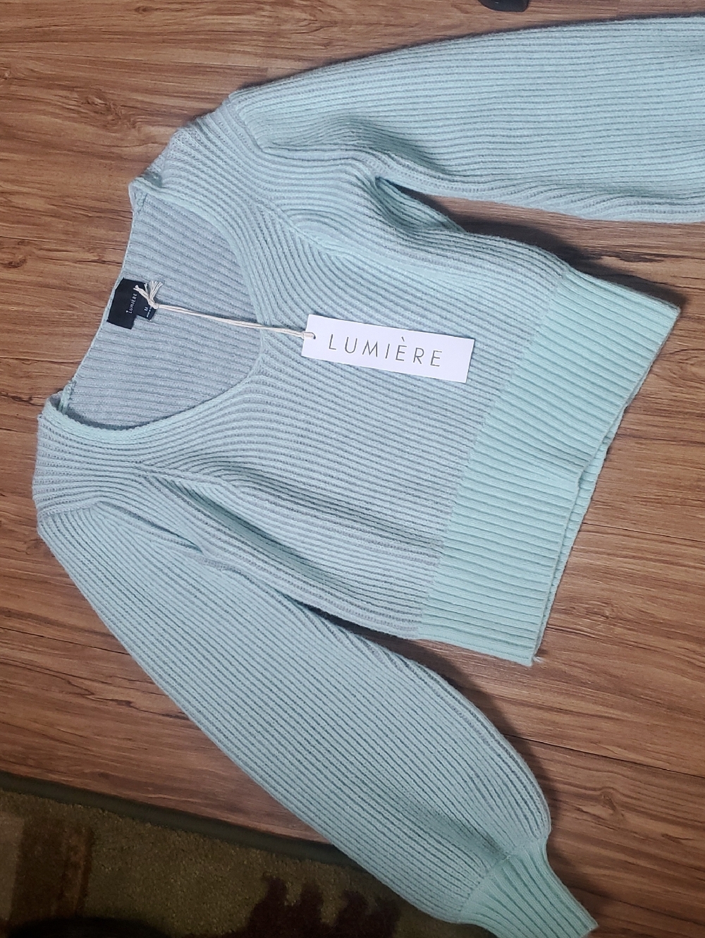 Mint Ribbed V-Neck Women's Sweater